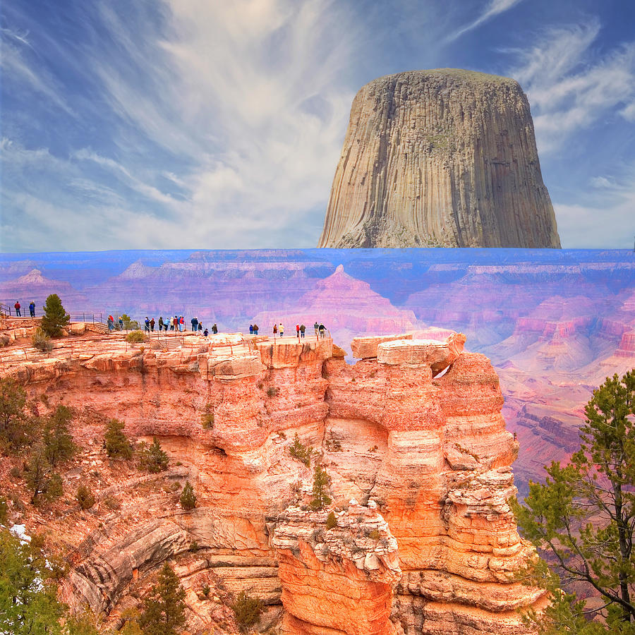 Grand Canyon and Devils Tower Mixed Media by Bob Pardue