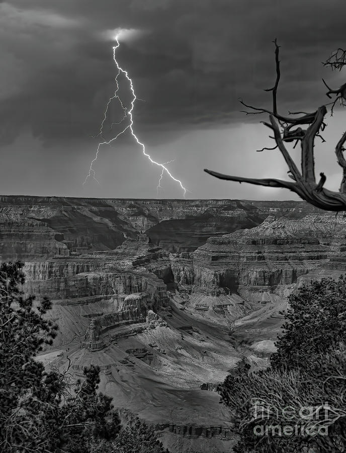 Grand Canyon National Park Photograph - Grand Canyon Arizona Lightning I  by Chuck Kuhn