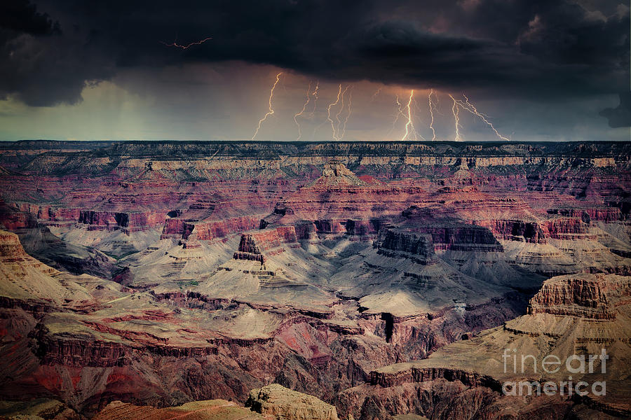 Grand Canyon National Park Photograph - Grand Canyon Color Lighting Skies   by Chuck Kuhn
