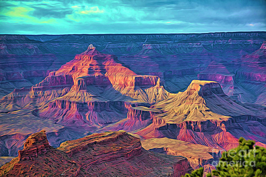 Grand Canyon Creative Art Color  Digital Art by Chuck Kuhn