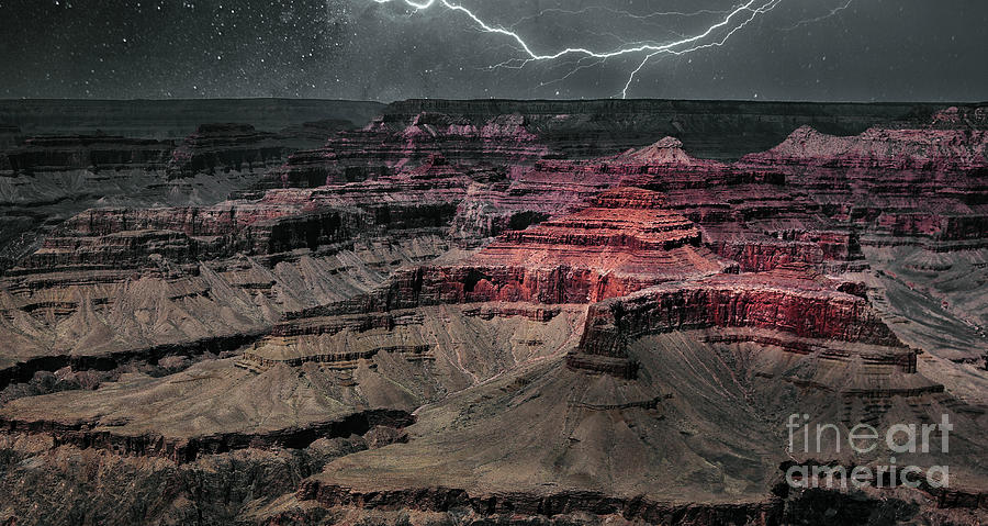 Grand Canyon Lightning Series 001 Color   Photograph by Chuck Kuhn