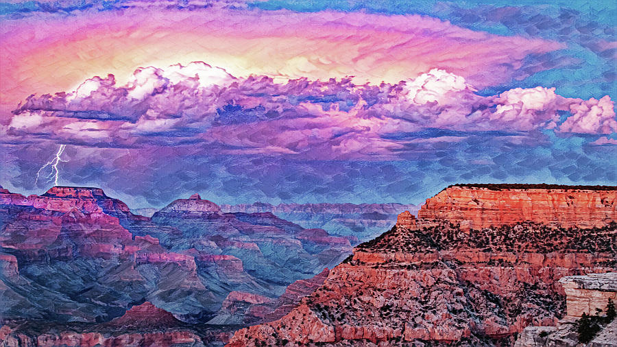 Grand Canyon Lightning  Digital Art by The James Roney Collection