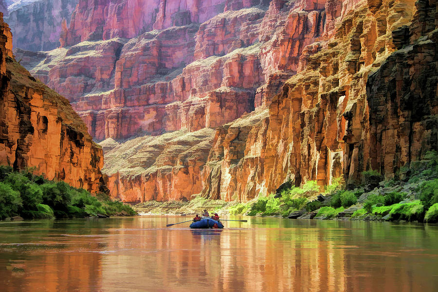 Grand Canyon National Park Colorado River Boating Painting by Christopher Arndt