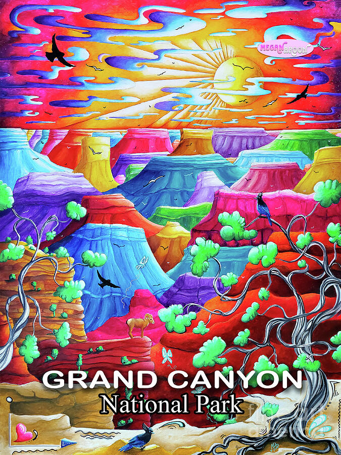 Grand Canyon National Park PoP Art Maximalist Home Decor for Her by MeganAroon Painting by Megan Aroon