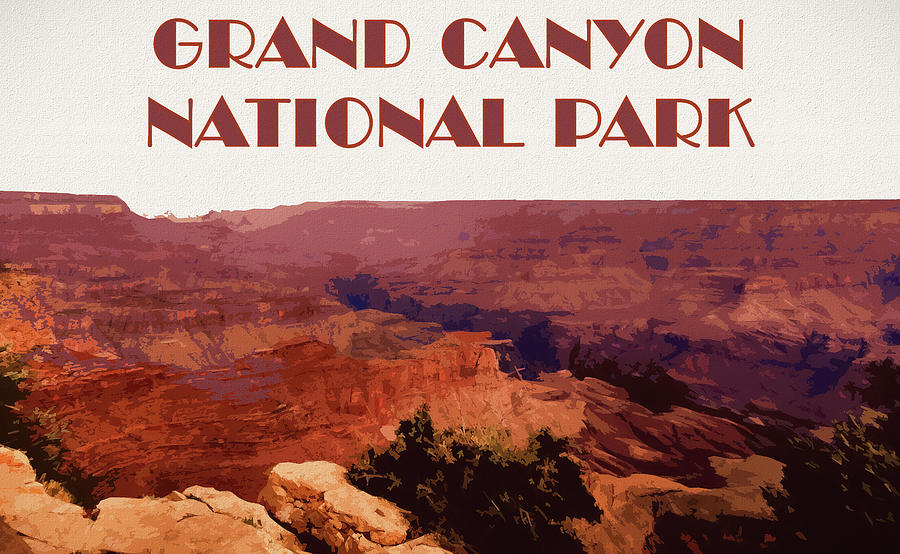 Grand Canyon National Park Poster Style Mixed Media by Dan Sproul
