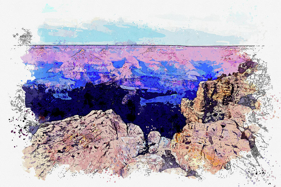 Grand Canyon National Park, United States 9, ca 2021 by Ahmet Asar, Asar Studios Painting by Celestial Images