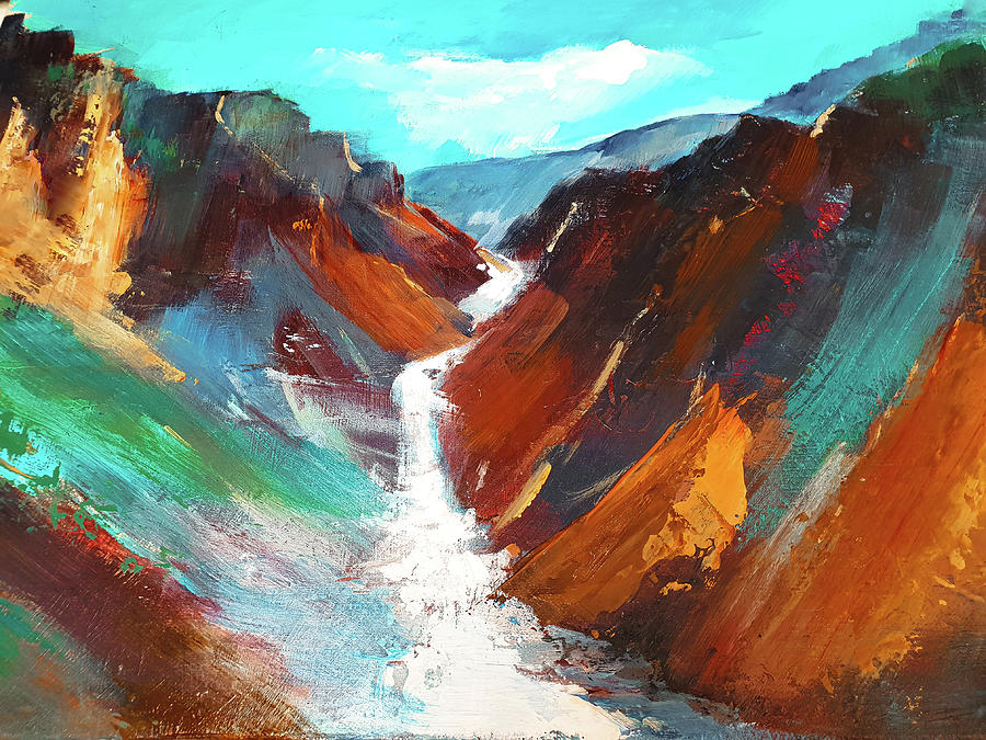 Grand Canyon of the Yellowstone Painting by Elise Palmigiani