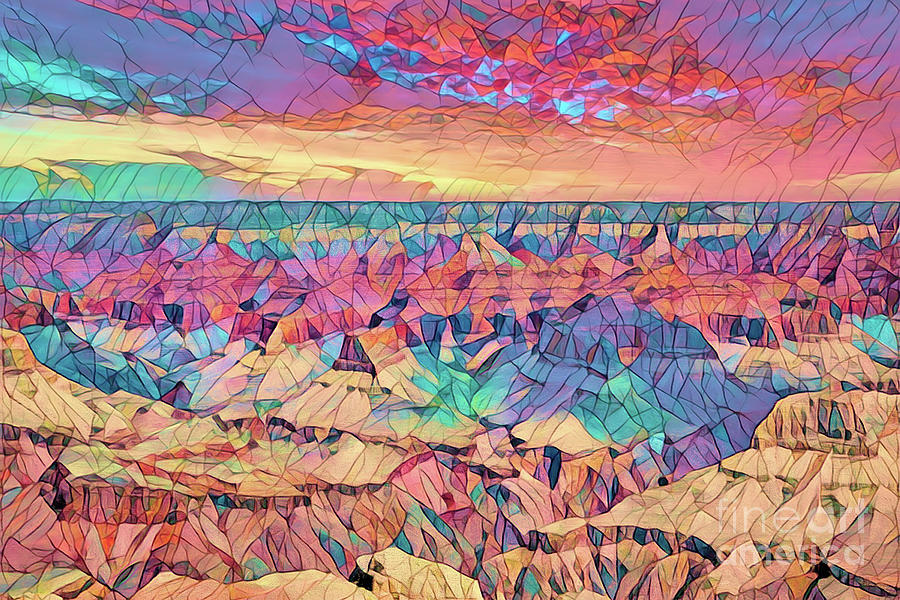 Grand Canyon Paintography Stain glass  Digital Art by Chuck Kuhn