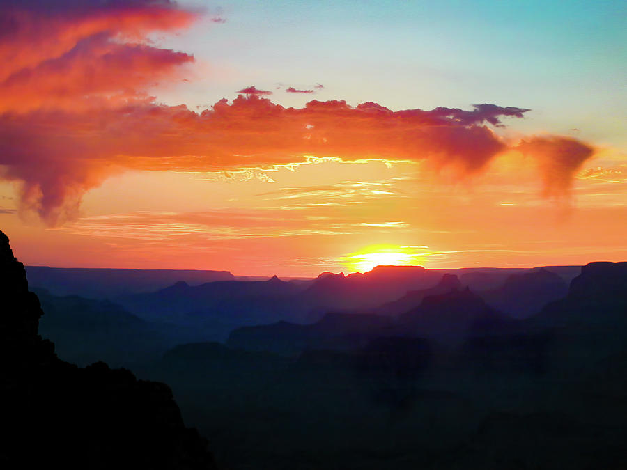 Grand Canyon Red Sky Sunset Photograph by Dan Carmichael