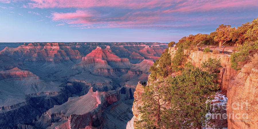 Grand Canyon South Rim at Sunset Wide 2 to 1 Ratio Photograph by Aloha Art