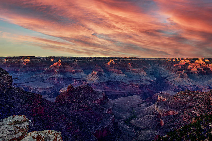 Grand Canyon - Sunset View From Bright Angel Lodge Area Photograph