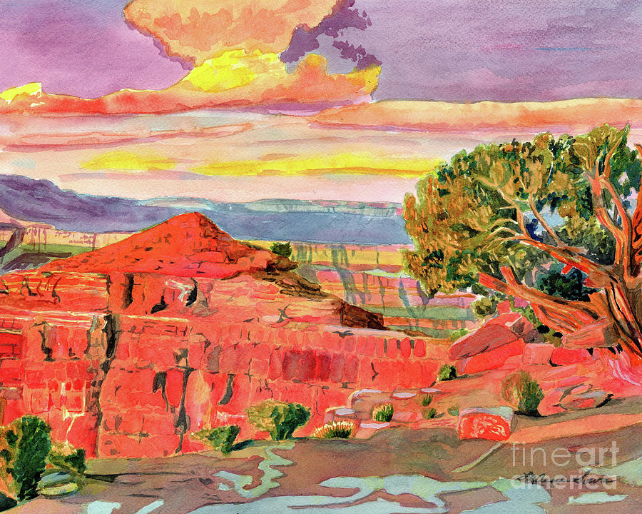 Grand Canyon West End - Cropped Painting by LeAnne Sowa