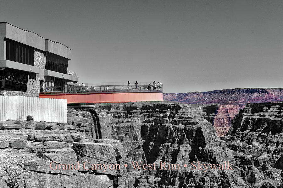 Grand Canyon West Rim Skywalk Area SC Text Photograph by Thomas Woolworth