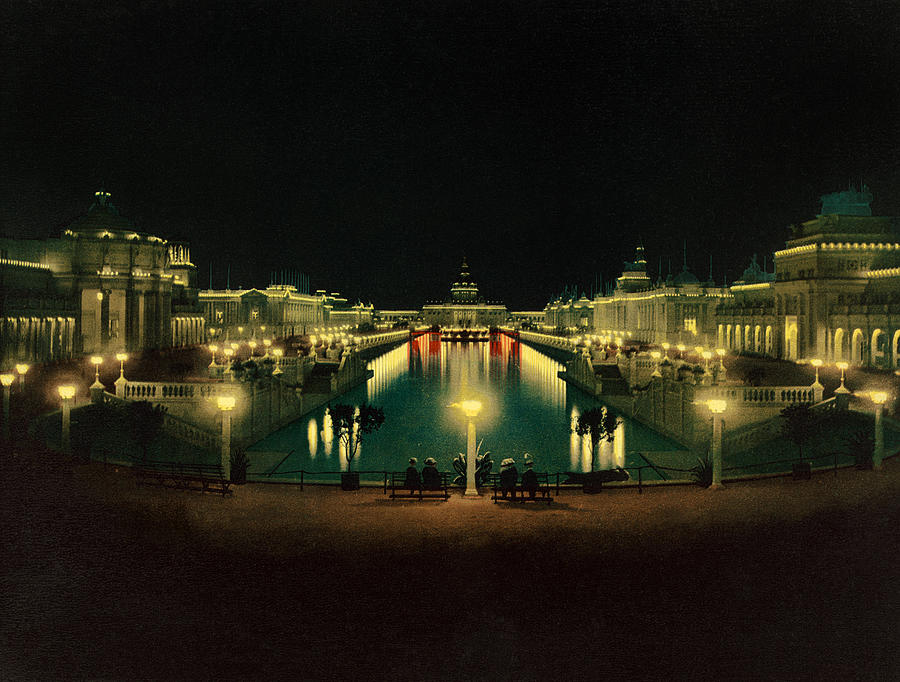 Grand Court Night Illumination - Trans-Mississippi and International Exposition - 1898 Photograph by War Is Hell Store