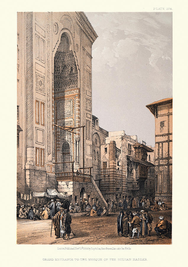 Grand entrance to the Mosque of the Sultan Hassan, Cairo, by David Roberts, 19th Century Drawing by Duncan1890