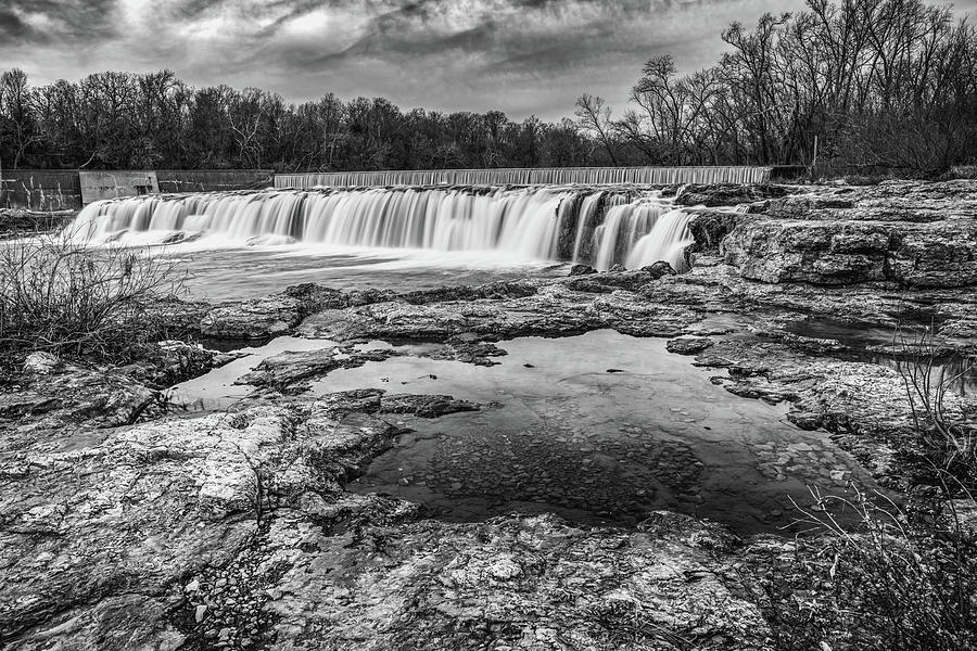 Grand Falls On Shoal Creek In Black and White - Joplin Missouri ...