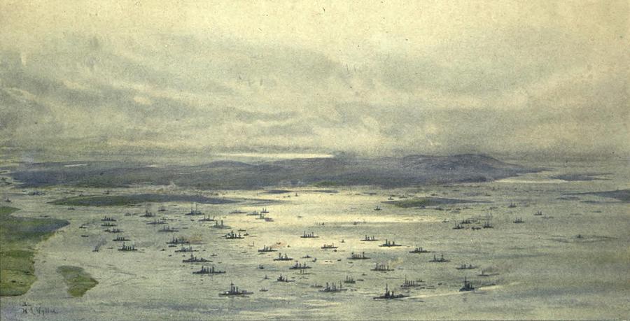 Grand Fleet in Scapa Flow Painting by William Wyllie - Fine Art America