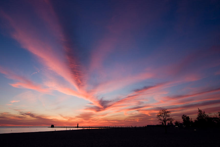 Grand Haven Sunset Photograph by Adam Romanowicz