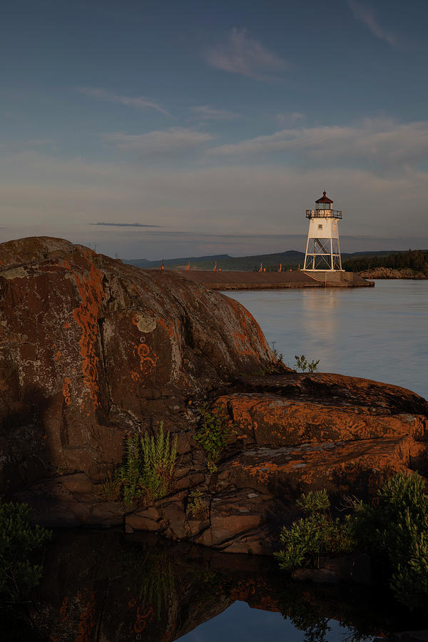 Grand Marais Lighthouse In Morning By Dan Sproul