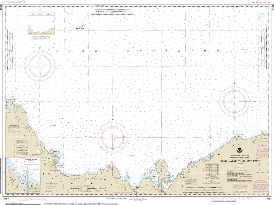 Grand Marais to Big Bay Point Nautical Chart 14963 Digital Art by John ...