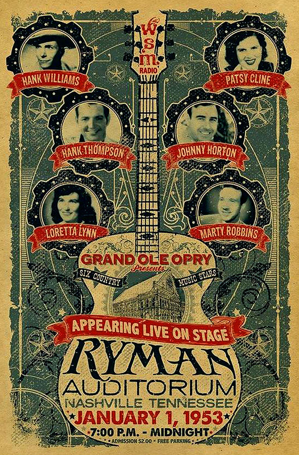 Hank Williams Mixed Media - Grand Ole Opry New Years Day 1953 by Jas Stem