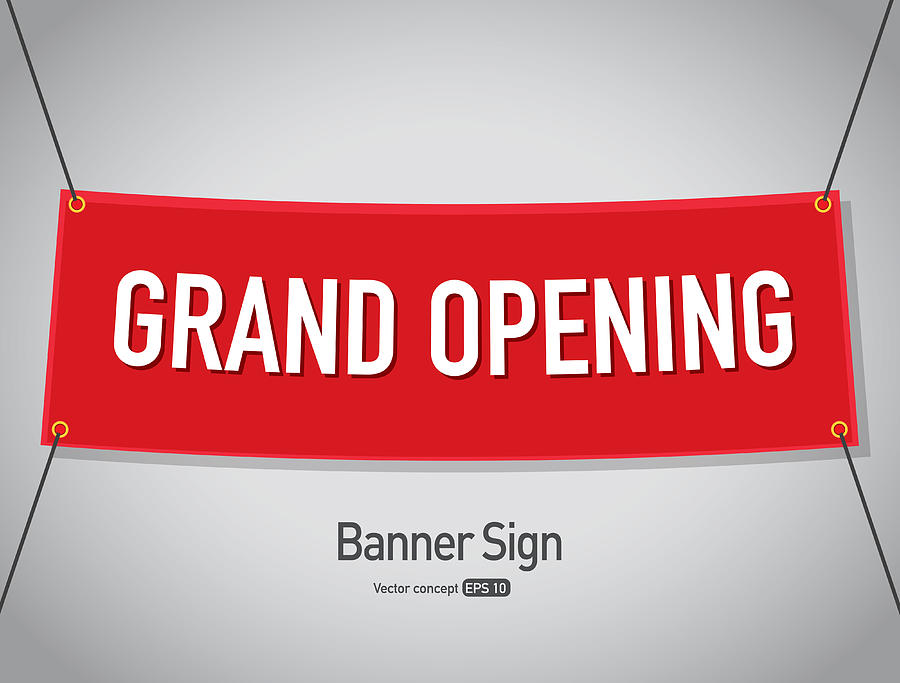 Grand opening banner sign text design Drawing by JDawnInk