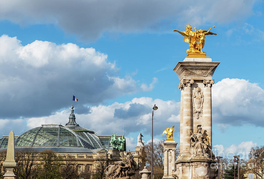 Grand Palais and golden statues of Pont Alexandre III bridge - Paris ...