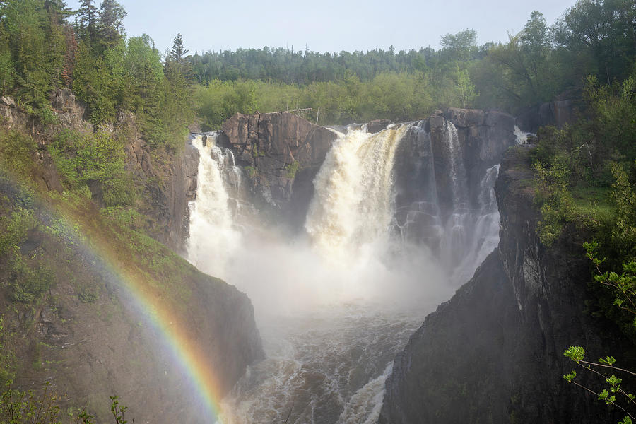 Grand Portage High Falls Rainbow Photograph by Dan Sproul