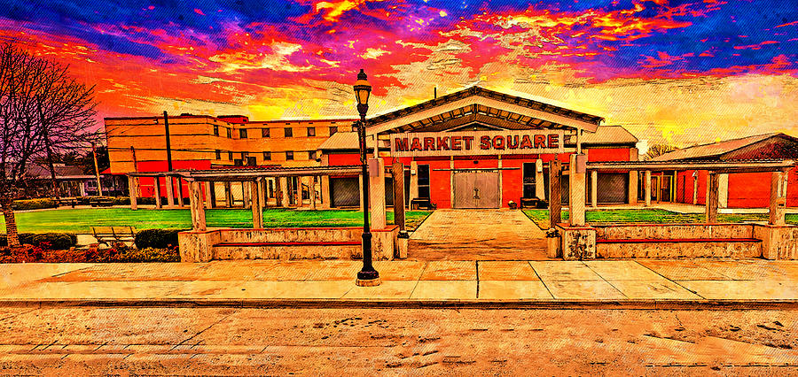 Grand Prairie Farmers Market at sunset - digital painting Digital Art by Nicko Prints