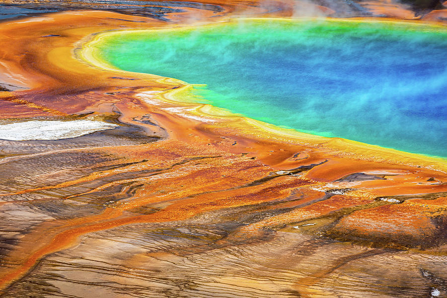 Grand Prismatic Spring closeup in Yellowstone National Park, Wyoming Photograph by Mihai Andritoiu