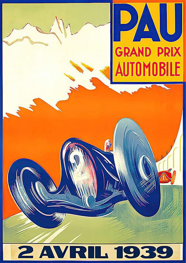 Grand Prix Pau 1939 Drawing by Vintage - Fine Art America