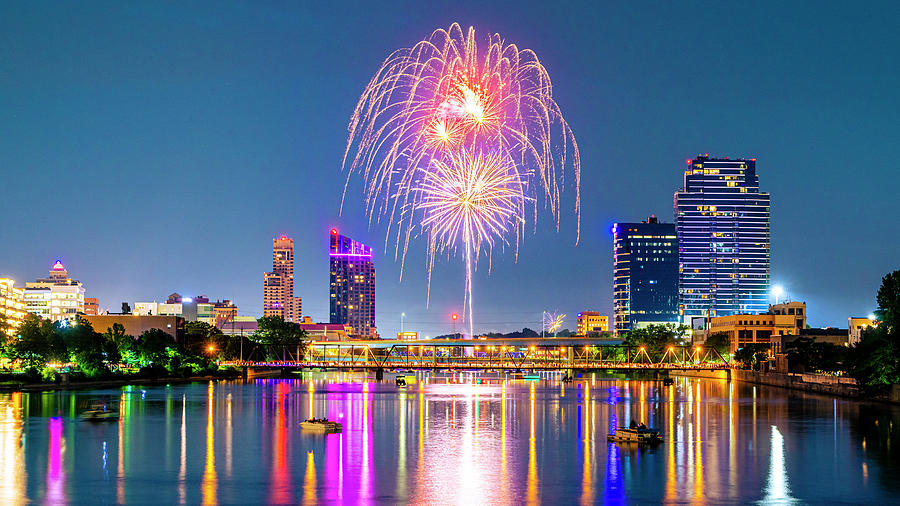 Grand Rapids Fireworks Photograph by Ryan Heffron
