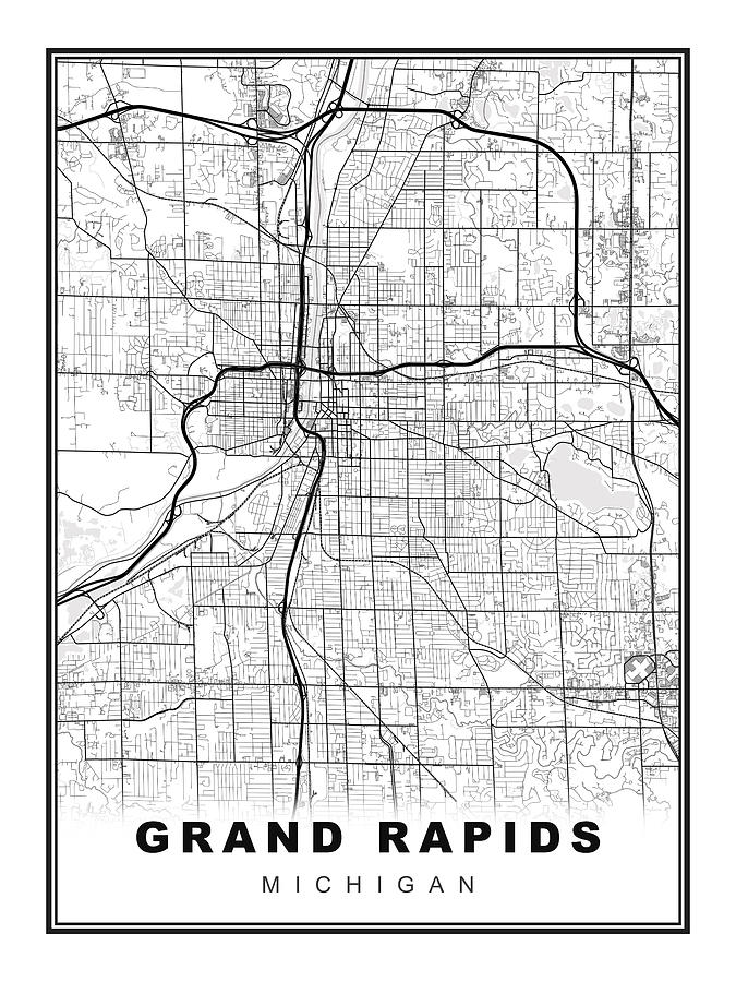 Grand Rapids Map Digital Art By Ipsita Das Pixels 6823