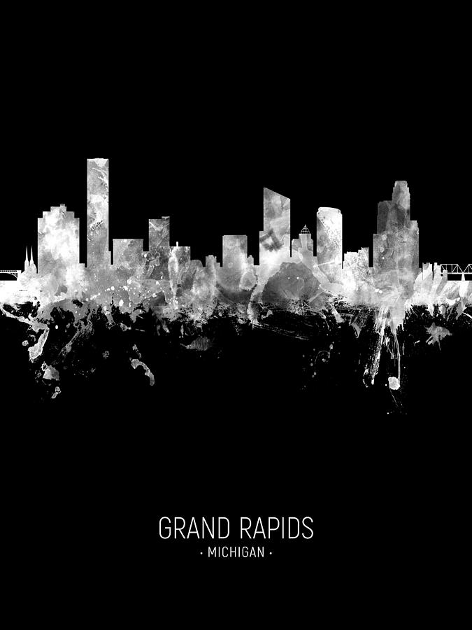 Grand Rapids Michigan Skyline #65 Digital Art by Michael Tompsett