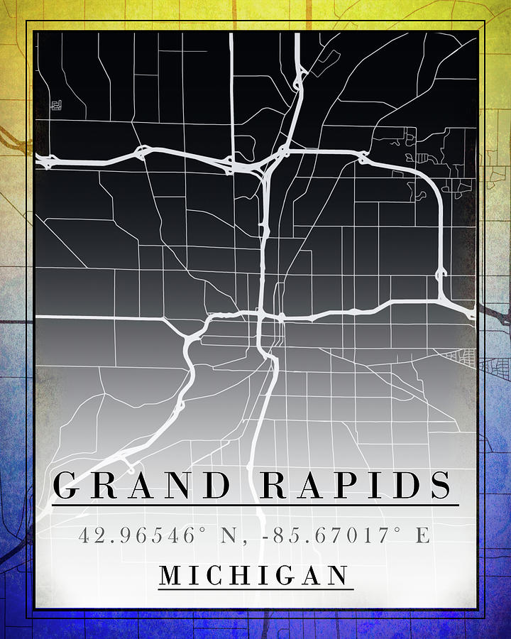 Grand Rapids Michigan Street Map Digital Art by Dan Sproul