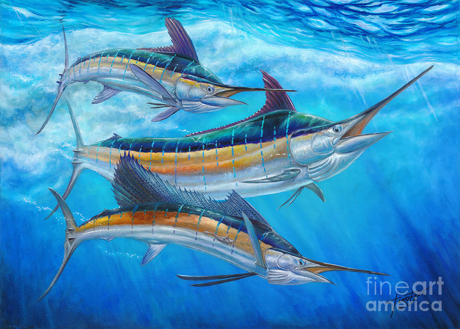 White Marlin Painting - Grand Slam On Freedom by Terry Fox