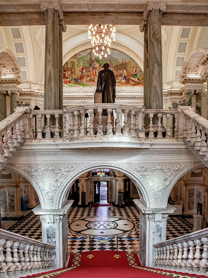 Architecture Photograph - Grand Staircase and Copula at Belfast City Hall by Barry O Carroll