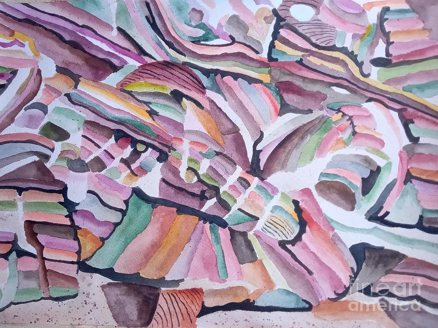 Abstract Painting - Grand Staircase Escalante by L A Feldstein