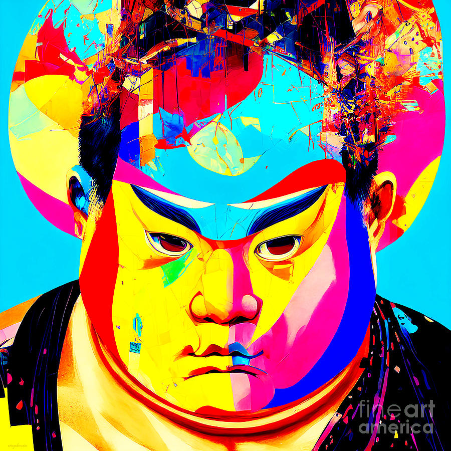 Sports Mixed Media - Grand Sumo Wrestler In Modern Art 20221117i by Wingsdomain Art and Photography