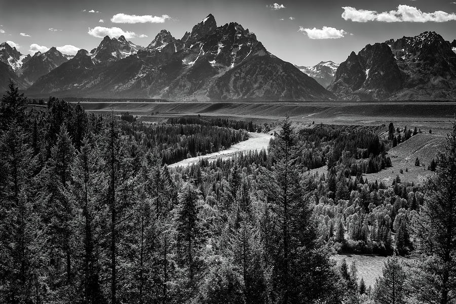 Nature Photograph - Grand Teton and the Snake River Black and White by Rick Berk