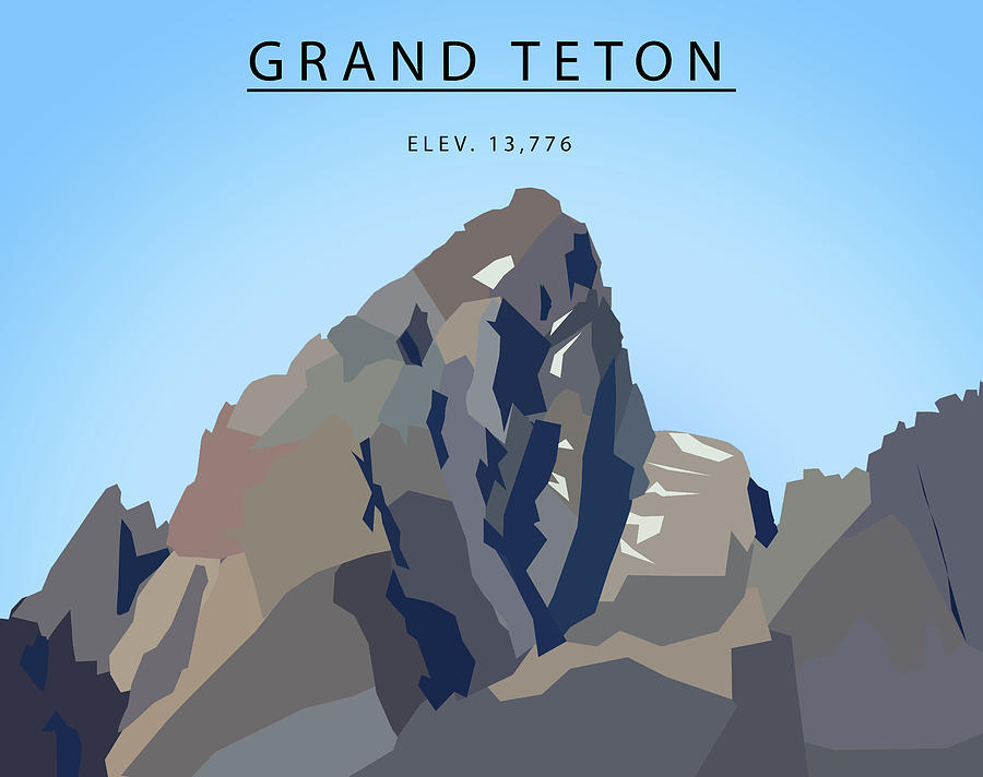 Grand Teton Elevation Low Poly Digital Art by Dan Sproul