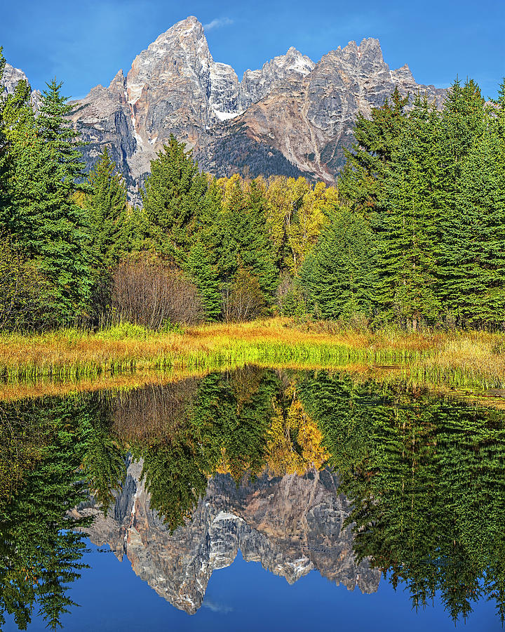 Grand Teton in Reflection Photograph by Andy Crawford