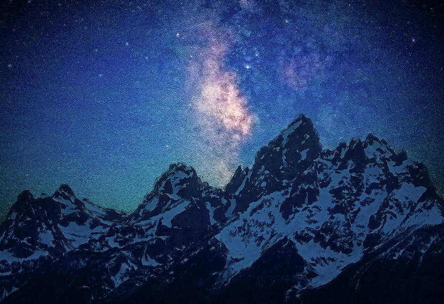 Grand Teton Milky Way Mixed Media by Dan Sproul