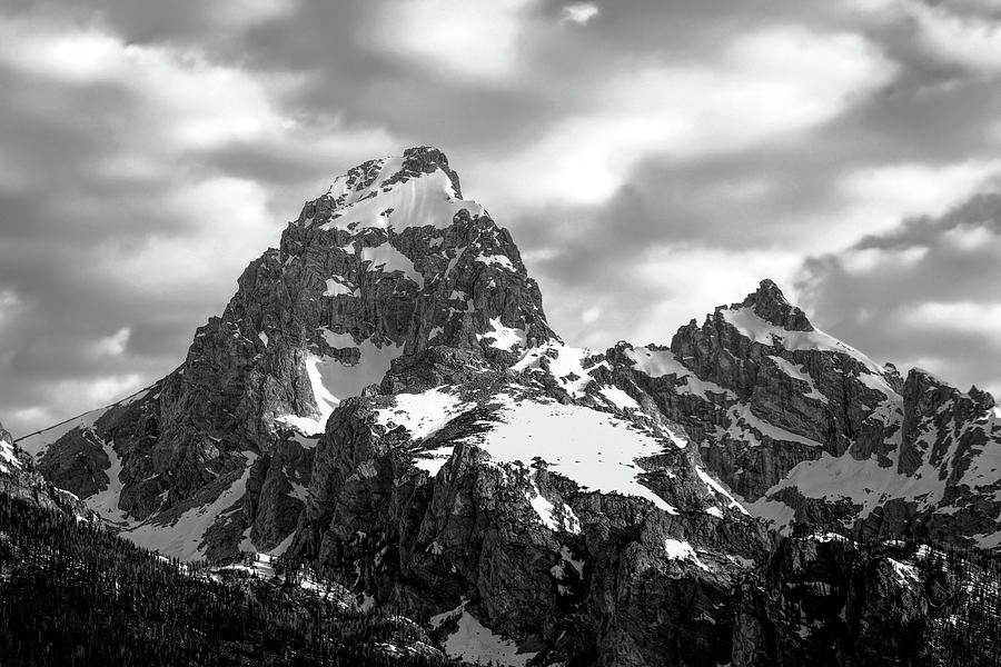 Grand Teton Mountain Black And White Photograph by Dan Sproul