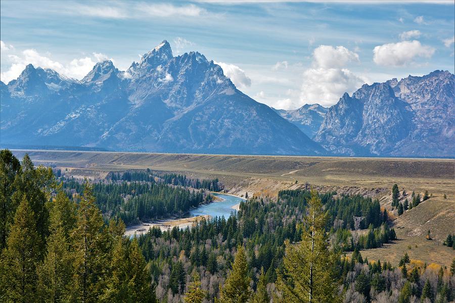 Grand Teton Mountains and Snake River Photograph by Jim Lambert