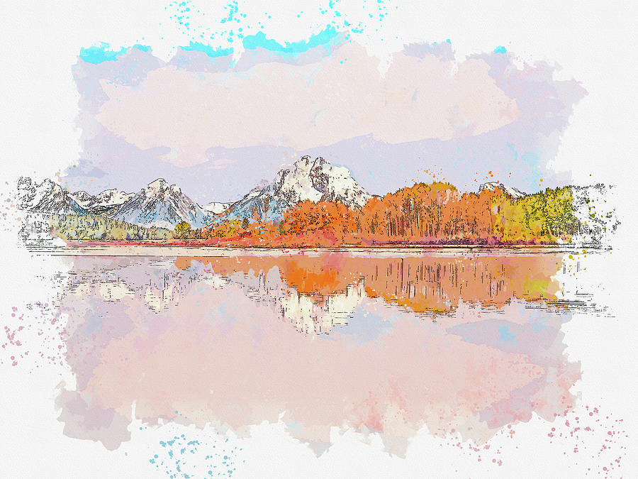 Grand Teton National Park Autumn Colors Fall Foliage Water Reflections_0256, ca 2021 by Ahmet Asar,  Painting by Celestial Images