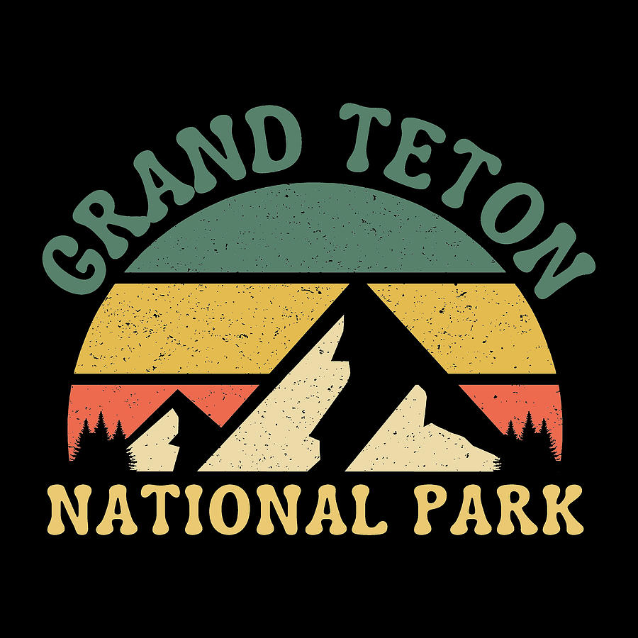 Grand Teton National Park Retro Sunet Digital Art by Aaron Geraud
