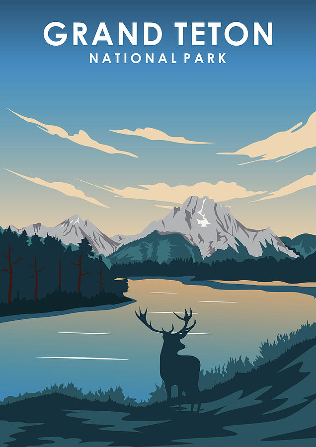 Grand Teton National Park Travel Poster Digital Art by Jorn Van Hezik ...