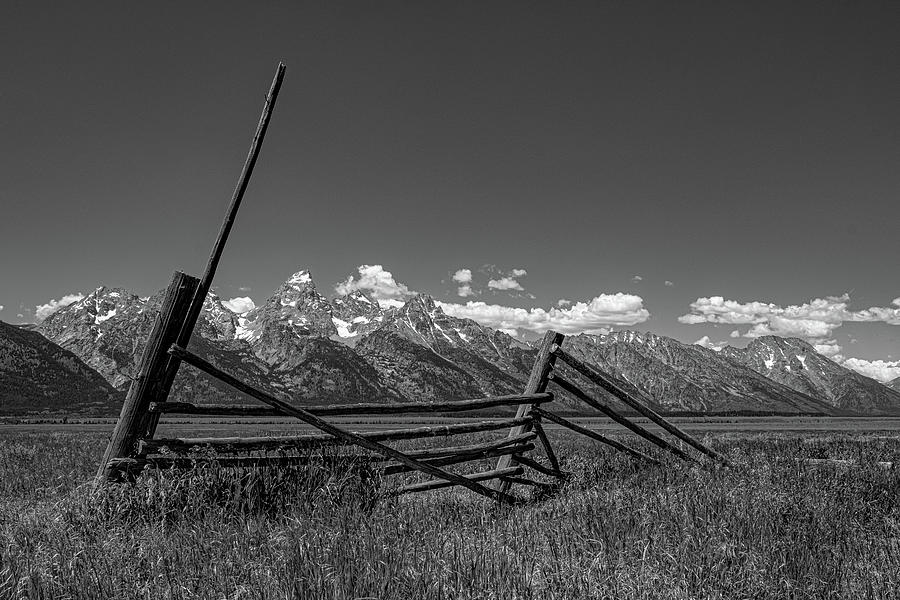 Grand Teton with Fence Photograph by Joseph Smith
