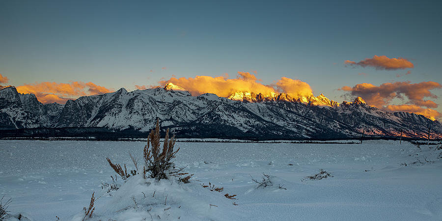 Grand Tetons Alpenglow Photograph by Douglas Wielfaert
